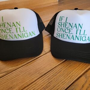 Black and White Trucker Hat with Green Text